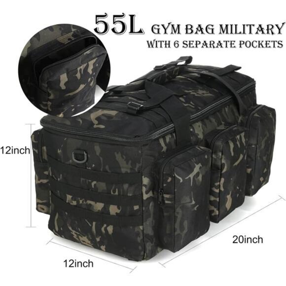 Military Duffel Bag 50L Gym Bag for Men Convertible Weekend Backpack - Picture 4 of 6
